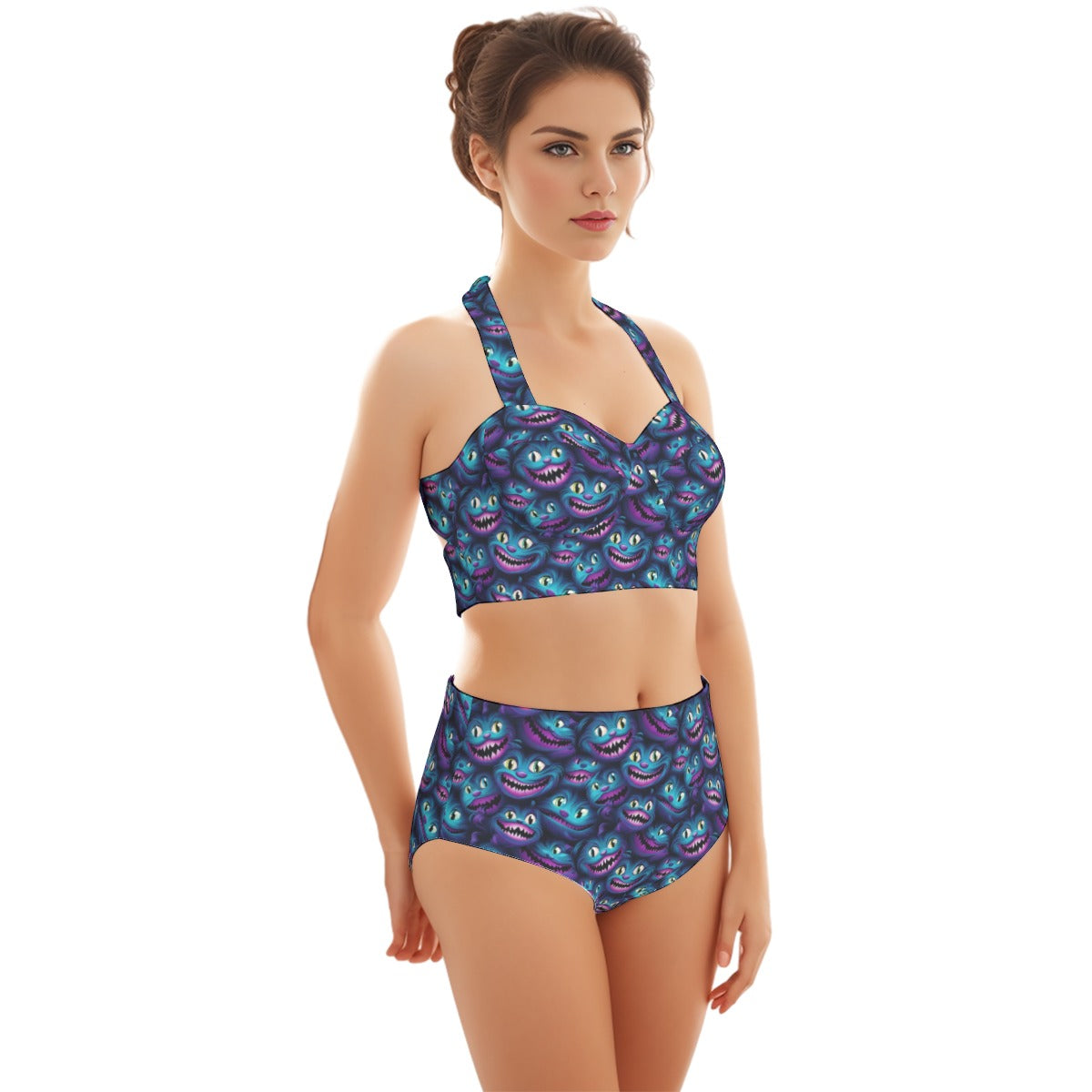 Cheshire Cat Designs, Women’s Bikini Halter Swimsuit, Two Piece Set