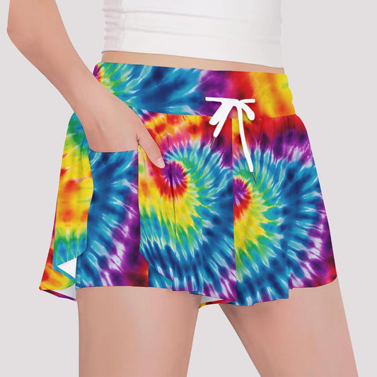 19 Tie Dye Designs, Girls Sports Culottes, Butterfly Shorts w/ Pocket