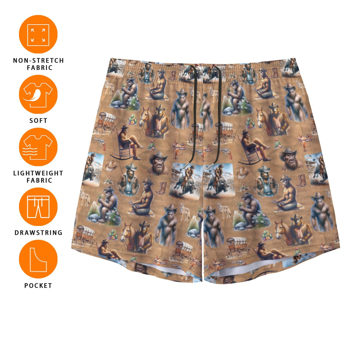 10 Bigfoot / Sasquatch Designs, Men’s Sports, Pocketed Shorts