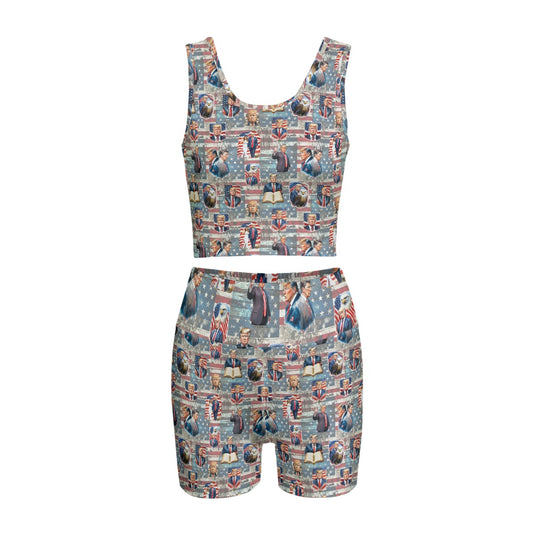 10 Donald Trump Design, Women’s 2 Piece Yoga Short Set
