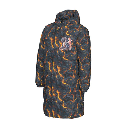 Dragon on Lava, Long Down Jacket / Coat