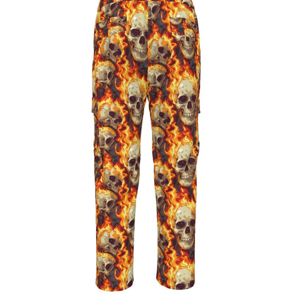 Flaming Skulls, Men’s Cargo Pants w/ Pockets