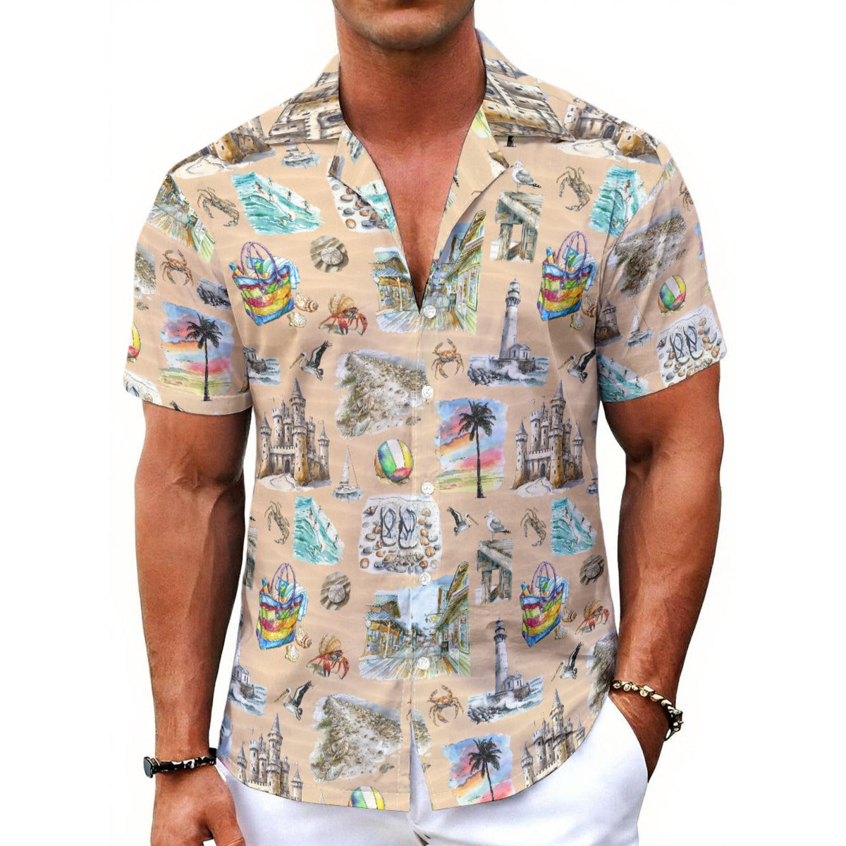 8 Misc Designs, Men's Button Up Hawaiian Shirt