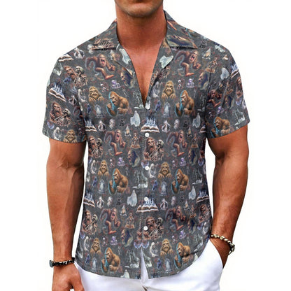 10 Bigfoot / Sasquatch Designs, Men's Button Up Hawaiian Shirt
