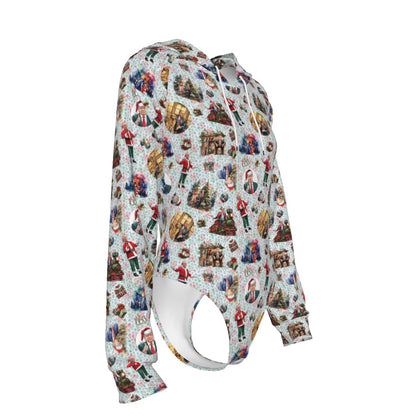 10 Donald Trump Designs, Women's Raglan Sleeve Hooded Bodysuit