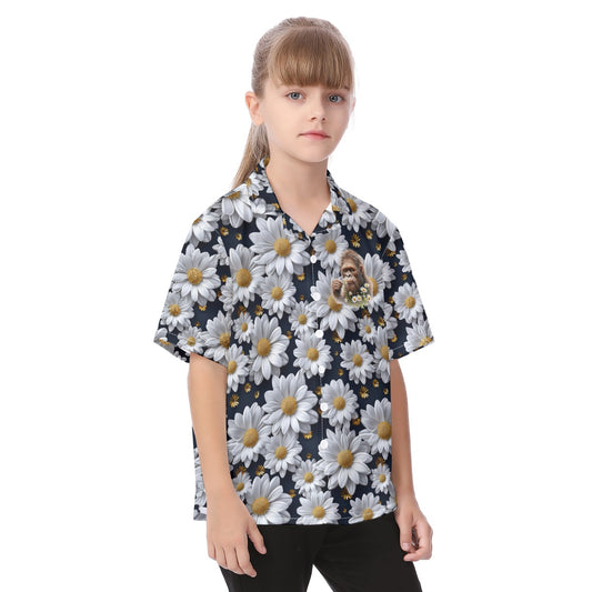 Bigfoot, Sasquatch and Daisies - Kid's Hawaiian Vacation Shirt