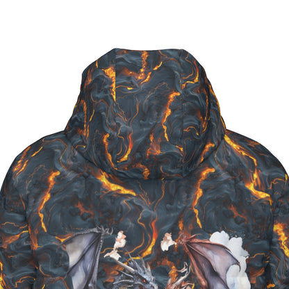 Dragon on Lava, Long Down Jacket / Coat