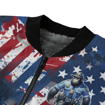 Bigfoot / Sasquatch Police Officer, Fleece Bomber Jacket