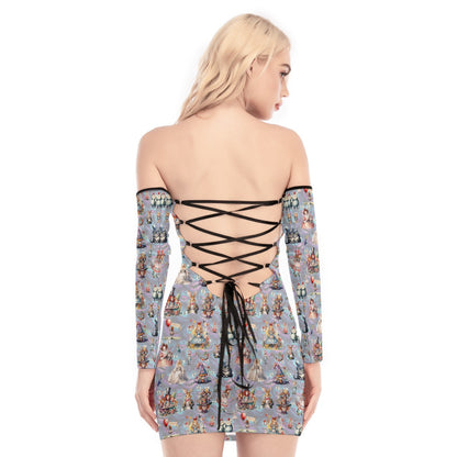 20 Misc Designs,  Women's Off-shoulder Back Lace-up Dress