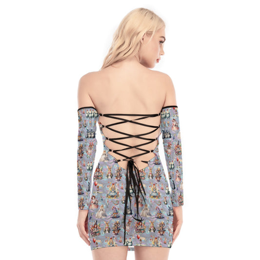 20 Misc Designs,  Women's Off-shoulder Back Lace-up Dress