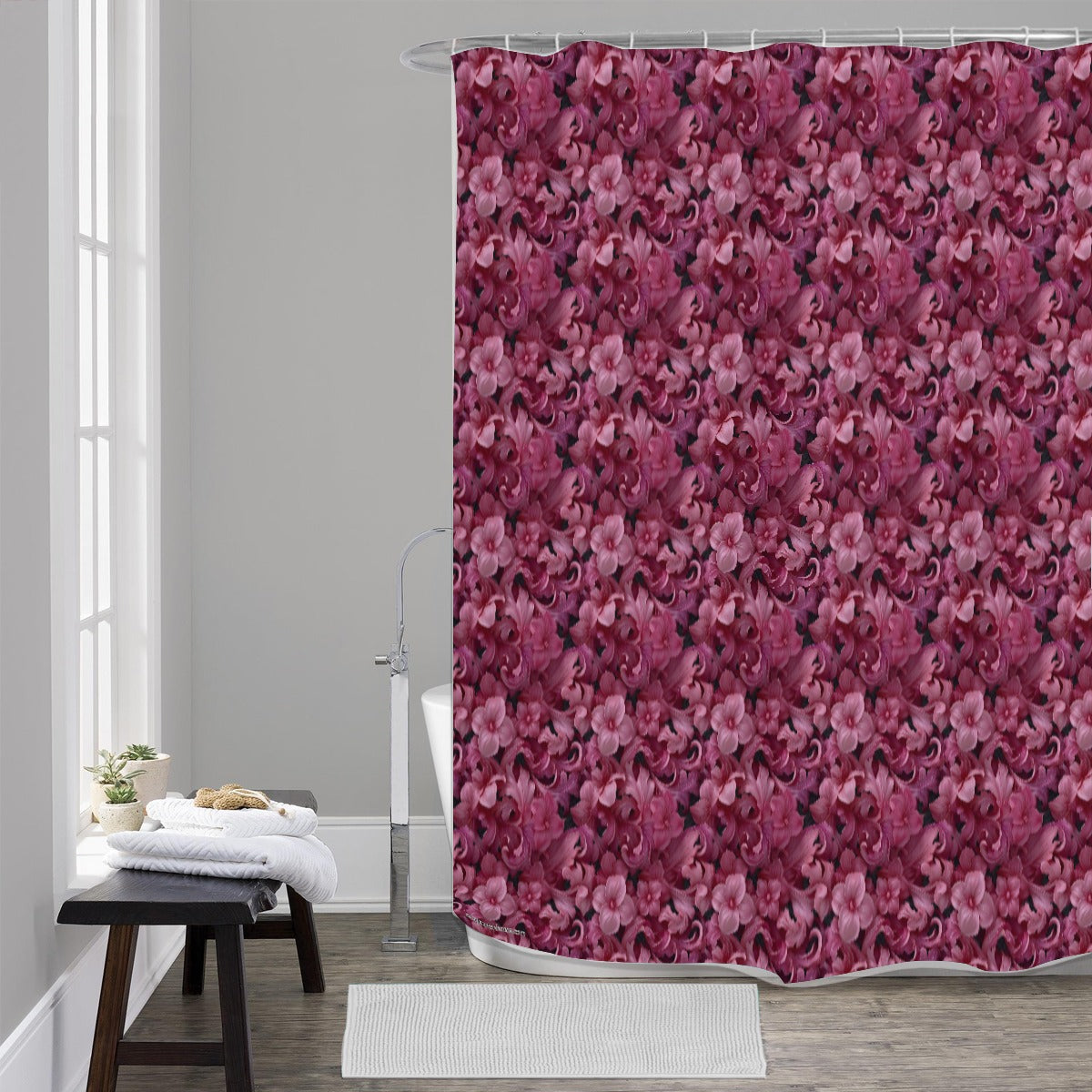 10 Flower Designs, Polyester Shower Curtain in 4 sizes