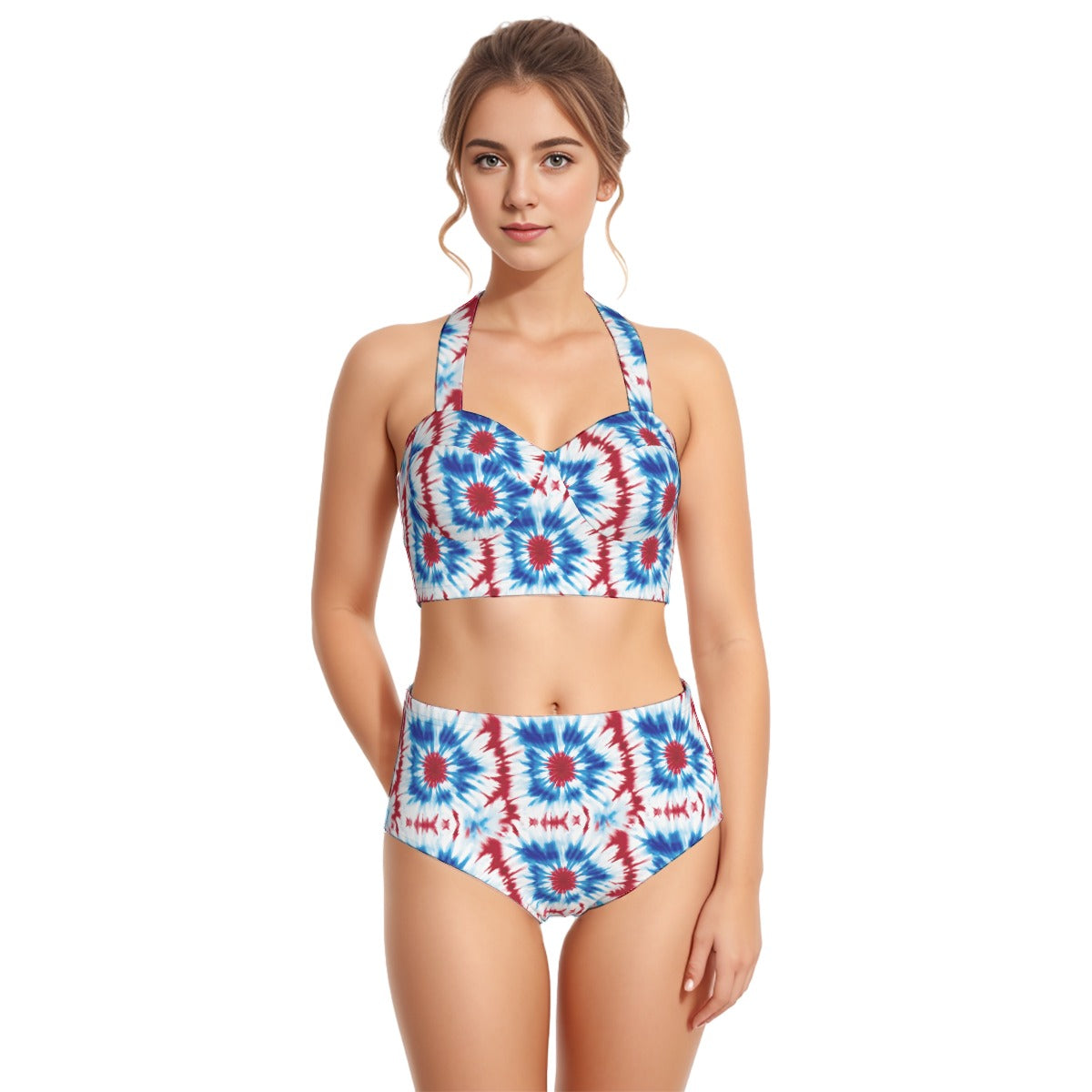 9 Tie Dye Designs, Women’s Bikini Halter Swimsuit, Two Piece Set