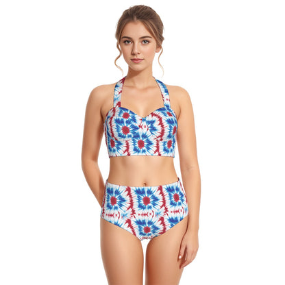 9 Tie Dye Designs, Women’s Bikini Halter Swimsuit, Two Piece Set