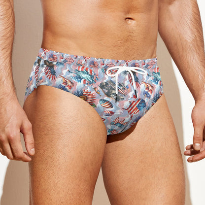 8 Patriot Designs, Men's Drawstring Swim Briefs, dogs, cats, unicorn