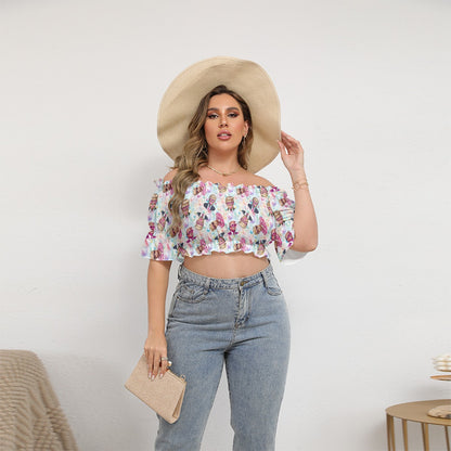 Donald Trump / MAGA Women's Off-shoulder Cropped Top With Short Puff Sleeve
