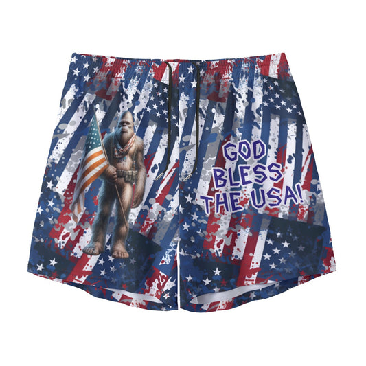 Patriotic Sasquatch, Men’s Sports, Pocketed Shorts