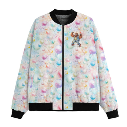 Bigfoot / Sasquatch Dancing on Bubbles, Fleece Bomber Jacket