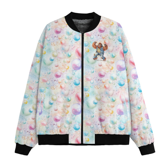 Bigfoot / Sasquatch Dancing on Bubbles, Fleece Bomber Jacket