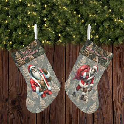 Santa Sasquatch Bigfoot, Polyester Christmas Stocking