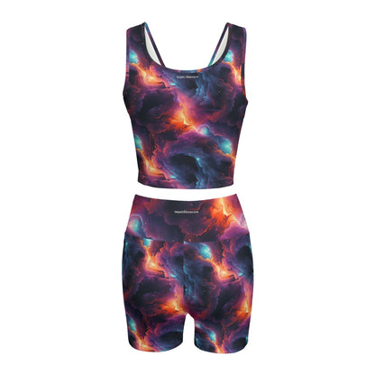 12 Galaxy / Outer Space Designs, Women’s 2 Piece Yoga Short Set