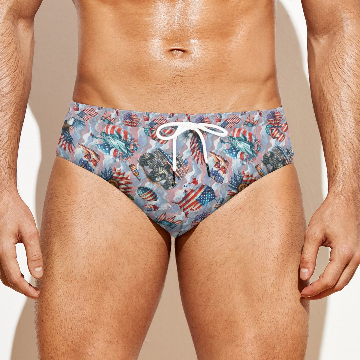 8 Patriot Designs, Men's Drawstring Swim Briefs, dogs, cats, unicorn