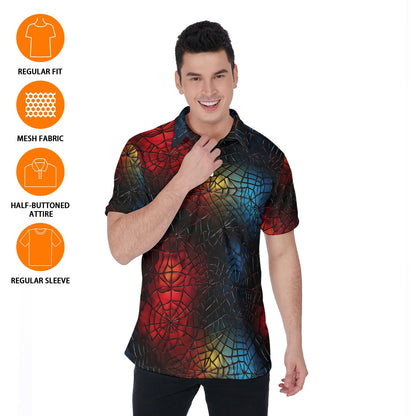 Colored Spiderwebs, Men's Polo Shirts