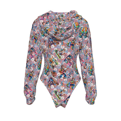 8 Patriotic Designs, Women's Raglan Sleeve Hooded Bodysuit