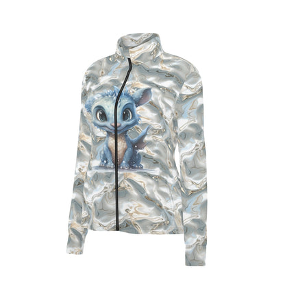 Baby Dragon on Silver Water, Women’s Long Sleeve Thumbhole Jacket