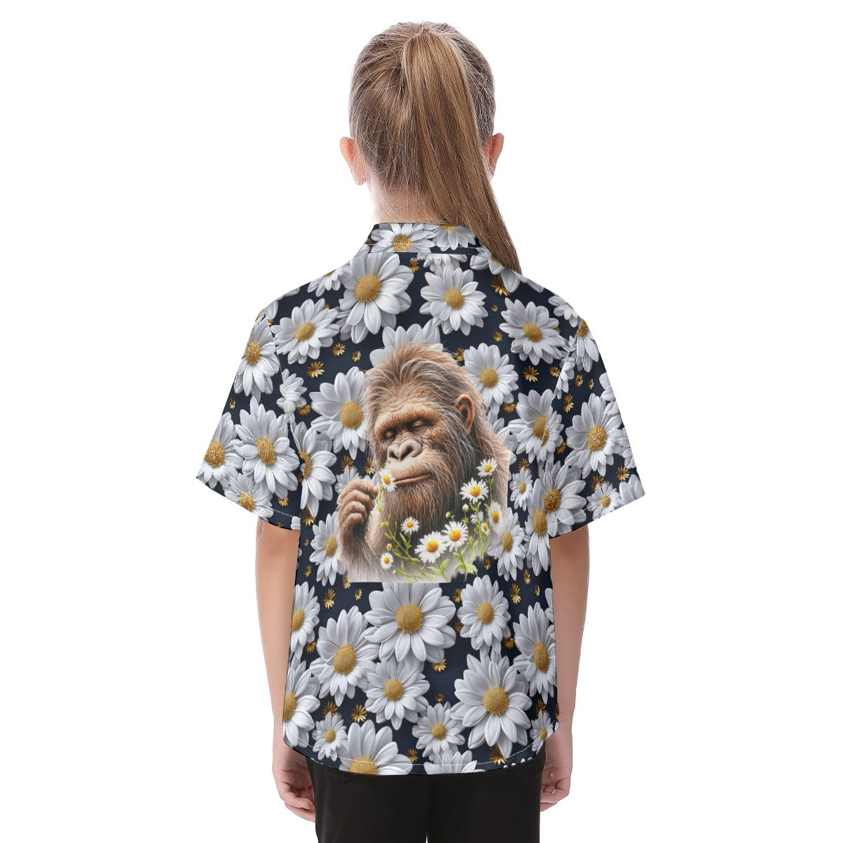 Bigfoot, Sasquatch and Daisies - Kid's Hawaiian Vacation Shirt