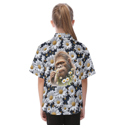 Bigfoot, Sasquatch and Daisies - Kid's Hawaiian Vacation Shirt