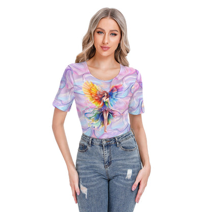 Rainbow Fairy on Swirl, Women’s Short Sleeve Body Suits