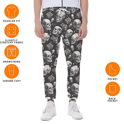 Skull Collage, Men’s Sweatpants w/ Back Pocket