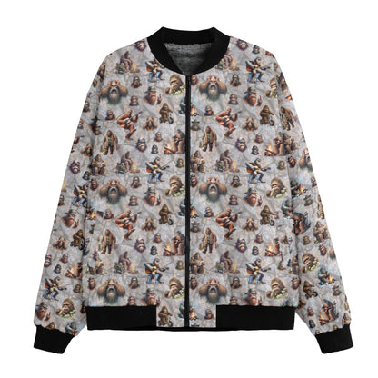 10 Bigfoot / Sasquatch Designs, Fleece Bomber Jacket