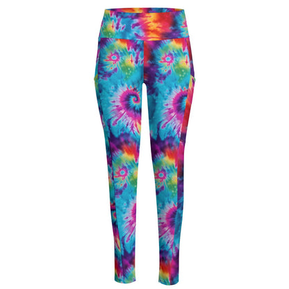9 Tie Dye Designs, Women’s High Waist Leggings w/ Pocket