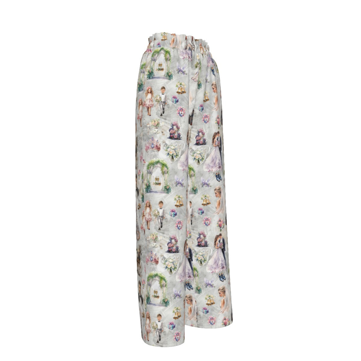 Wedding Design, Women’s Faux Silk Wide-Leg Pants