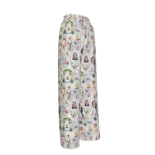 Wedding Design, Women’s Faux Silk Wide-Leg Pants