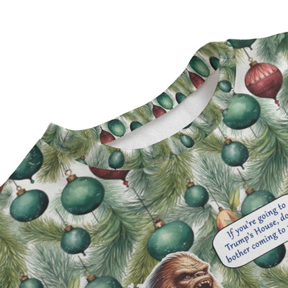 UGLY SWEATER - Bigfoot, Sasquatch,  Drop-shoulder Knitted Fleece Sweater