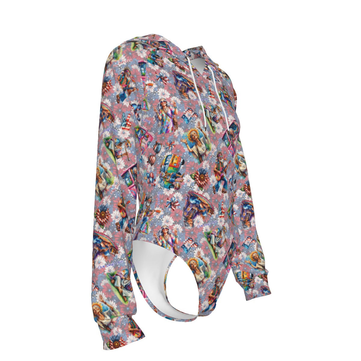 8 Patriotic Designs, Women's Raglan Sleeve Hooded Bodysuit