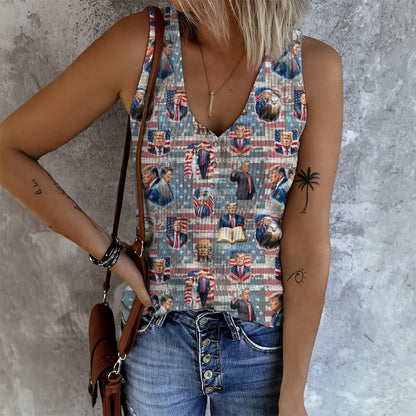 10 Designs, Trump, Women's Button Vest