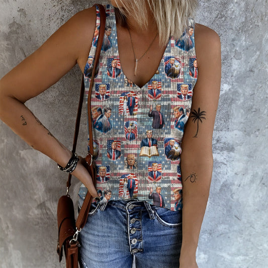 10 Designs, Trump, Women's Button Vest