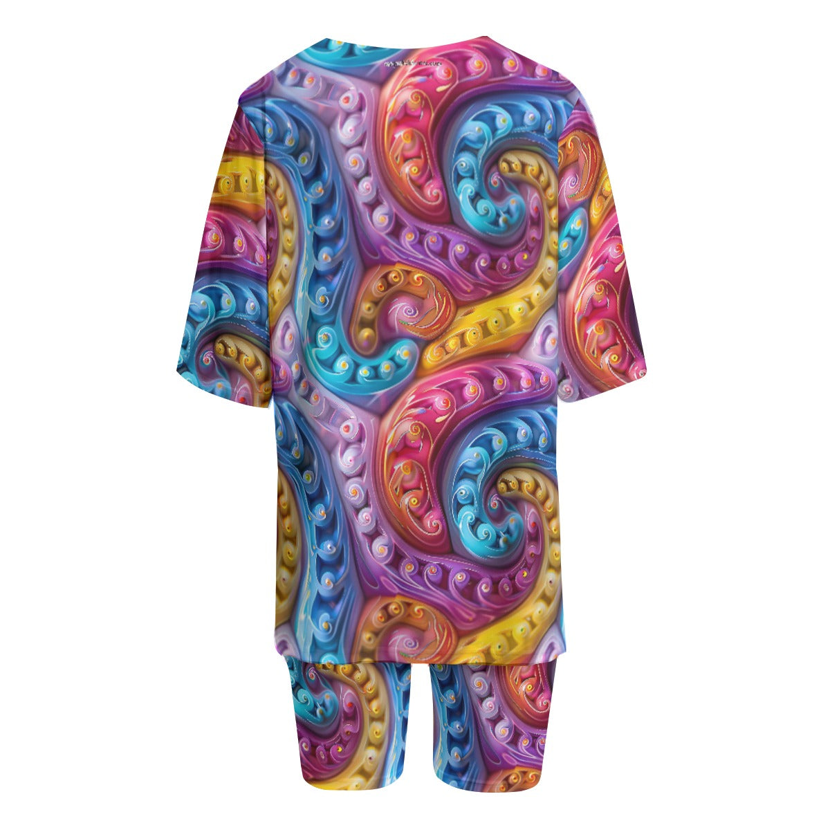 Hippie Lady Psychedelic Colors, Women’s 2 Piece T Shirt Set With Short Sleeve