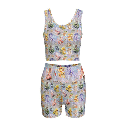 6 Fairy Designs, Women’s 2 Piece Yoga Short Set