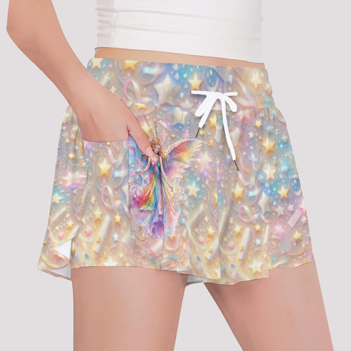 Rainbow Fairy, Girls Sports Culottes, Butterfly Shorts w/ Pocket