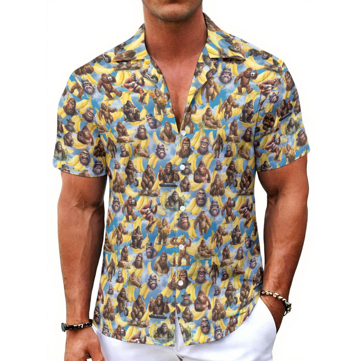 10 Bigfoot / Sasquatch Designs, Men's Button Up Hawaiian Shirt