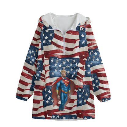 Donald Trump Superman, Adult Windbreaker Long Jacket