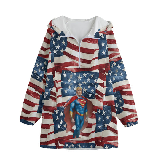 Donald Trump Superman, Adult Windbreaker Long Jacket