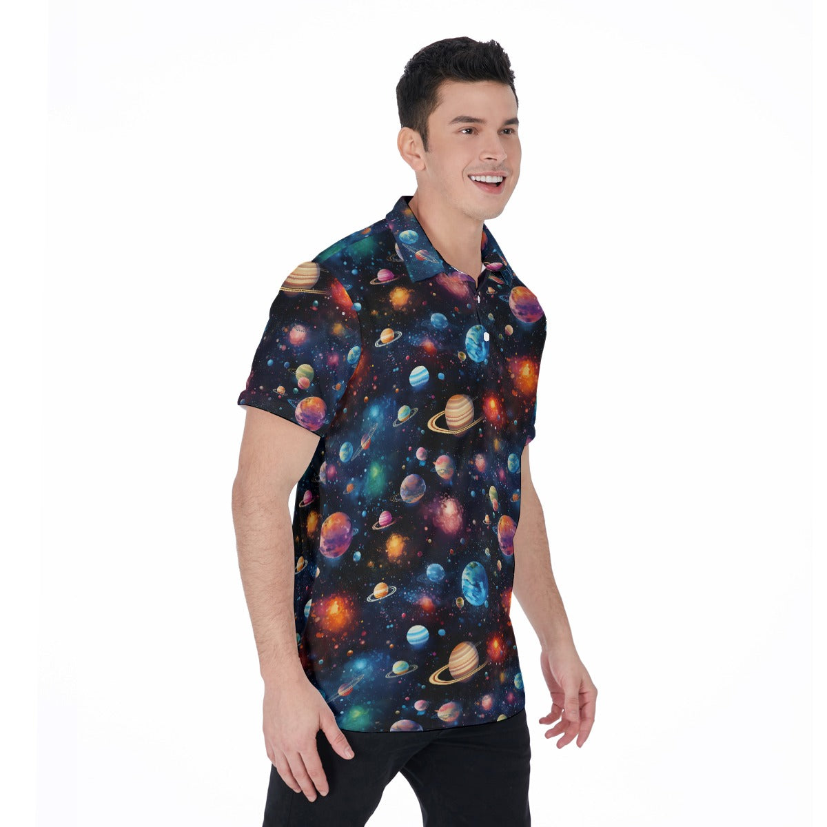 12 Galaxy / Outer Space Designs, Men's Polo Shirts