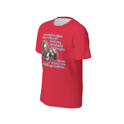 Bigfoot / Sasquatch "I was taught to think...", Unisex Short Sleeve O-Neck Cotton T Shirt