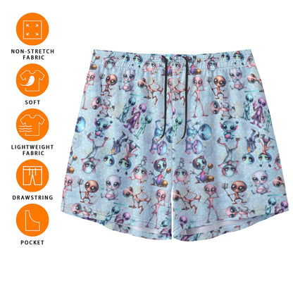 6 Alien Designs, Men’s Sports, Pocketed Shorts