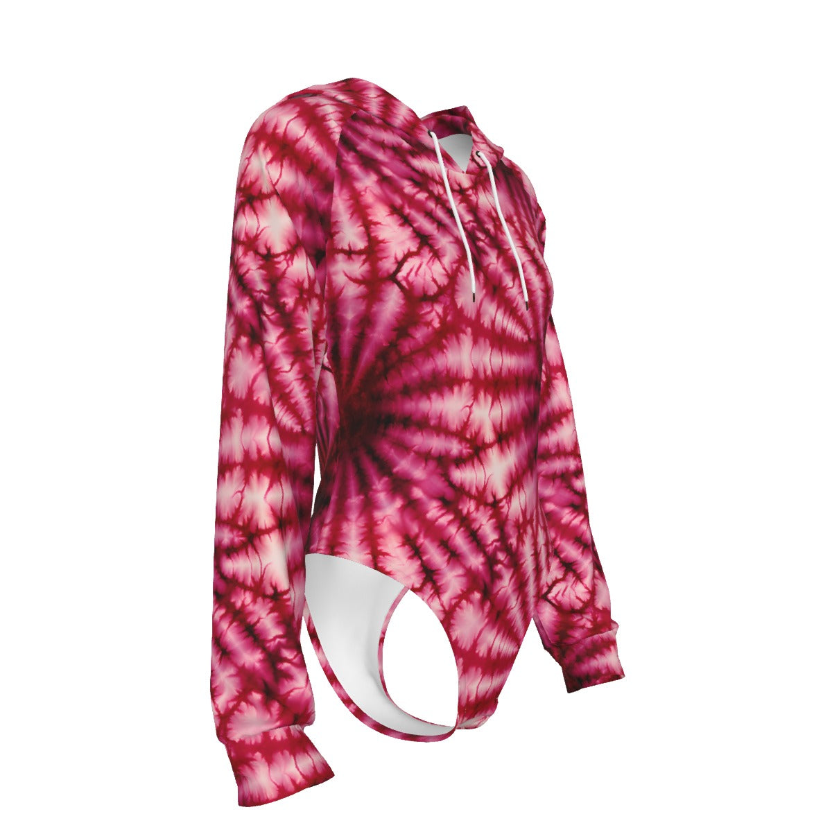 10 Tie Dye Designs, Women's Raglan Sleeve Hooded Bodysuit